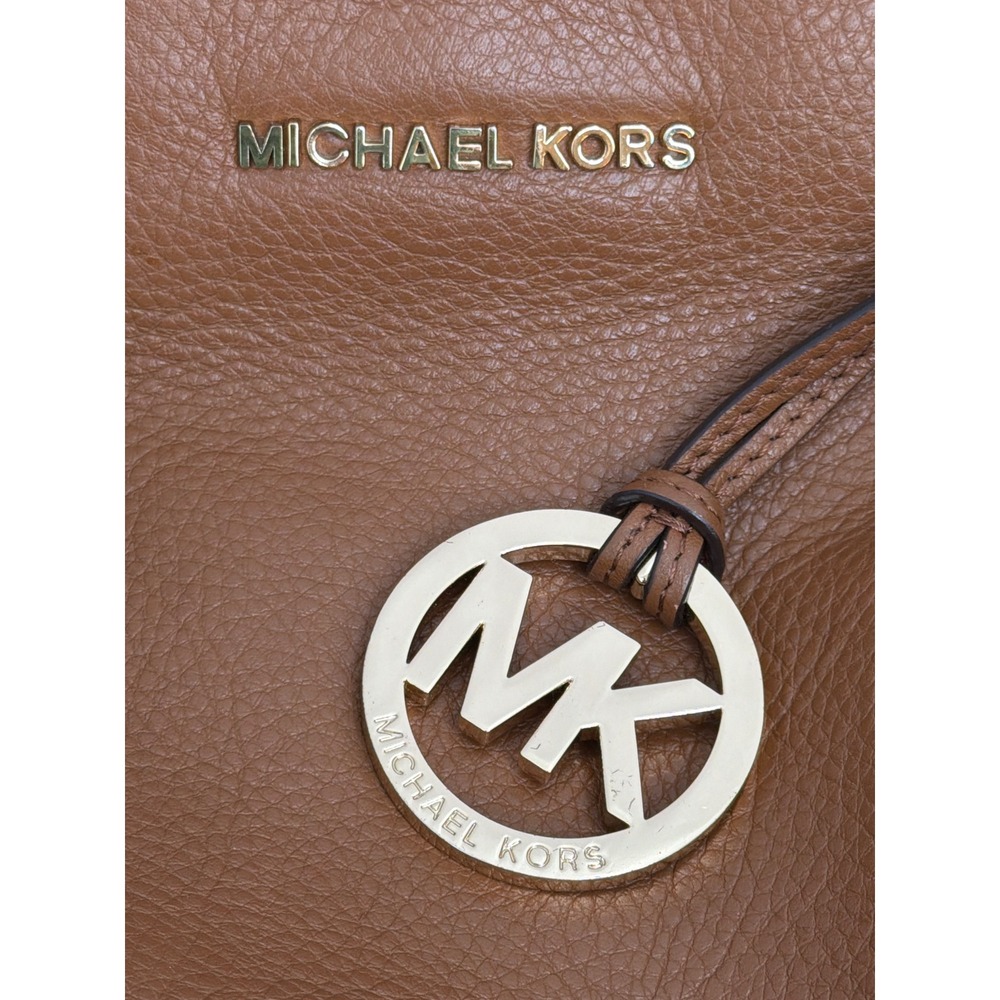 Michael Kors Bedford Brown Pebbled Leather Satchel Bag Gold Hardware Acorn - Picture 10 of 10